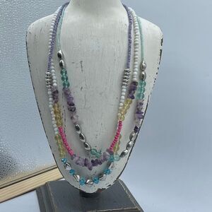 Trisha Waldron Designs triple strand necklace. Amethyst gemstones